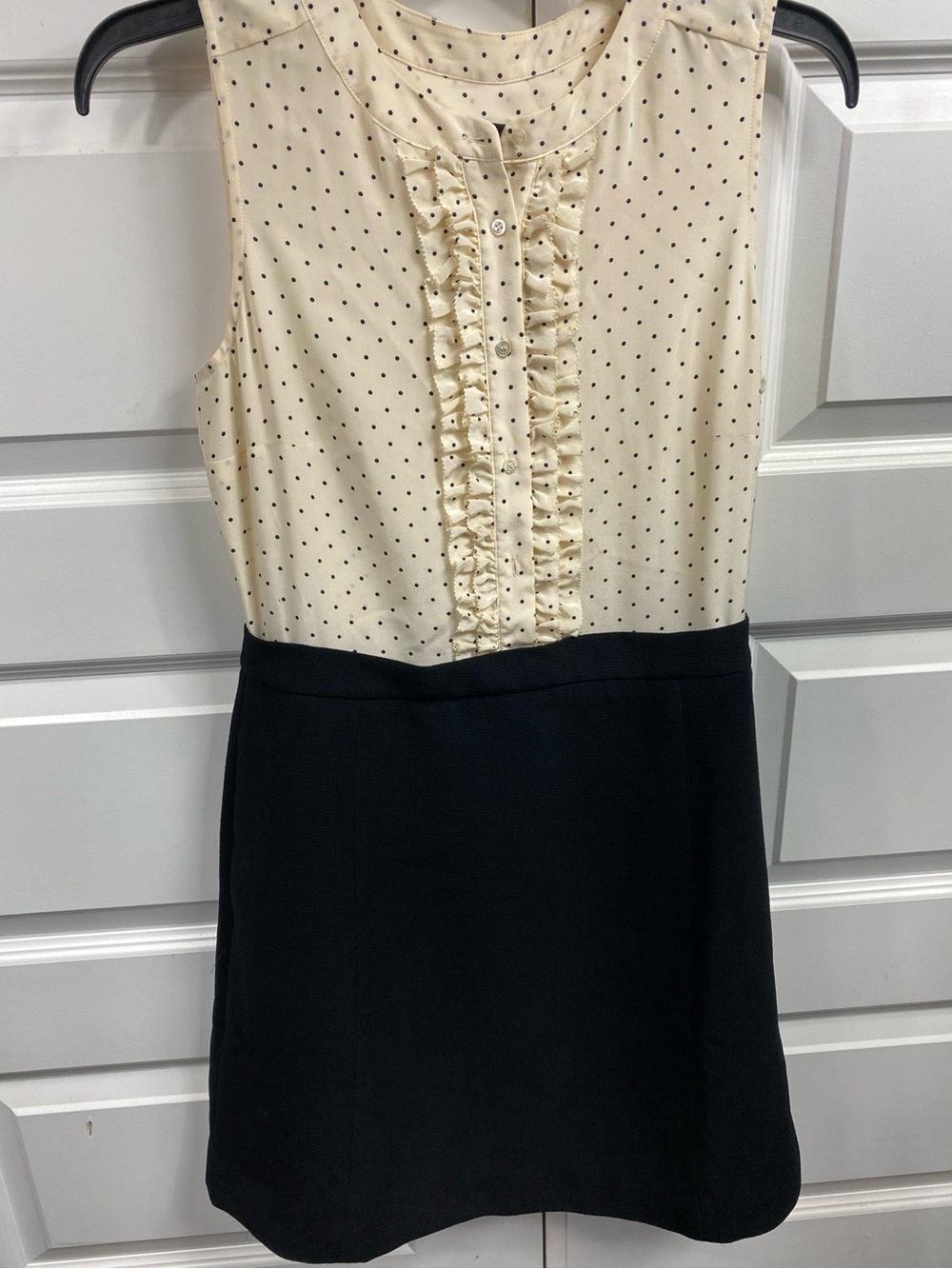 J.Crew Dress Women’Polka Dot Pencil Skirt Sleeveless Ruffle Silk Classy 2 F5787